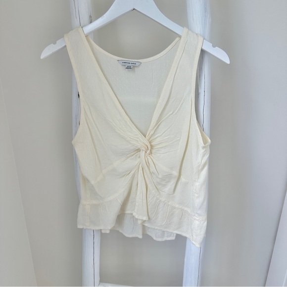 American Eagle Outfitters Tops - American Eagle Outfitters Cream Tie Front Sleeveless Tank Size Small